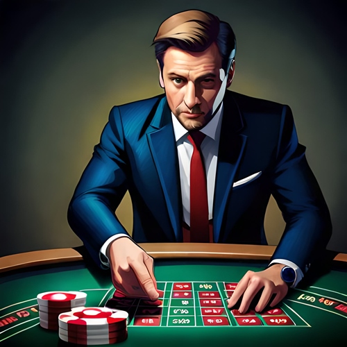 Un giocatore di merda seduto di fronte al tavolo da gioco