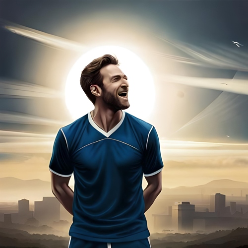 Un uomo in abito sportivo si è illuminato di felicità